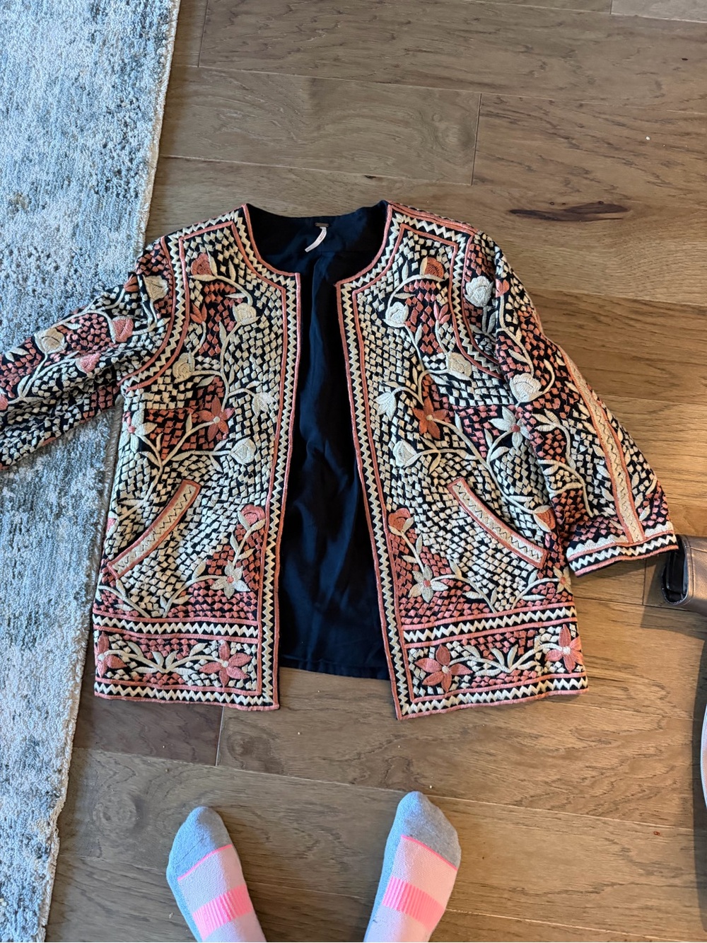 Free People Embroidered Floral Multi-Color Jacket